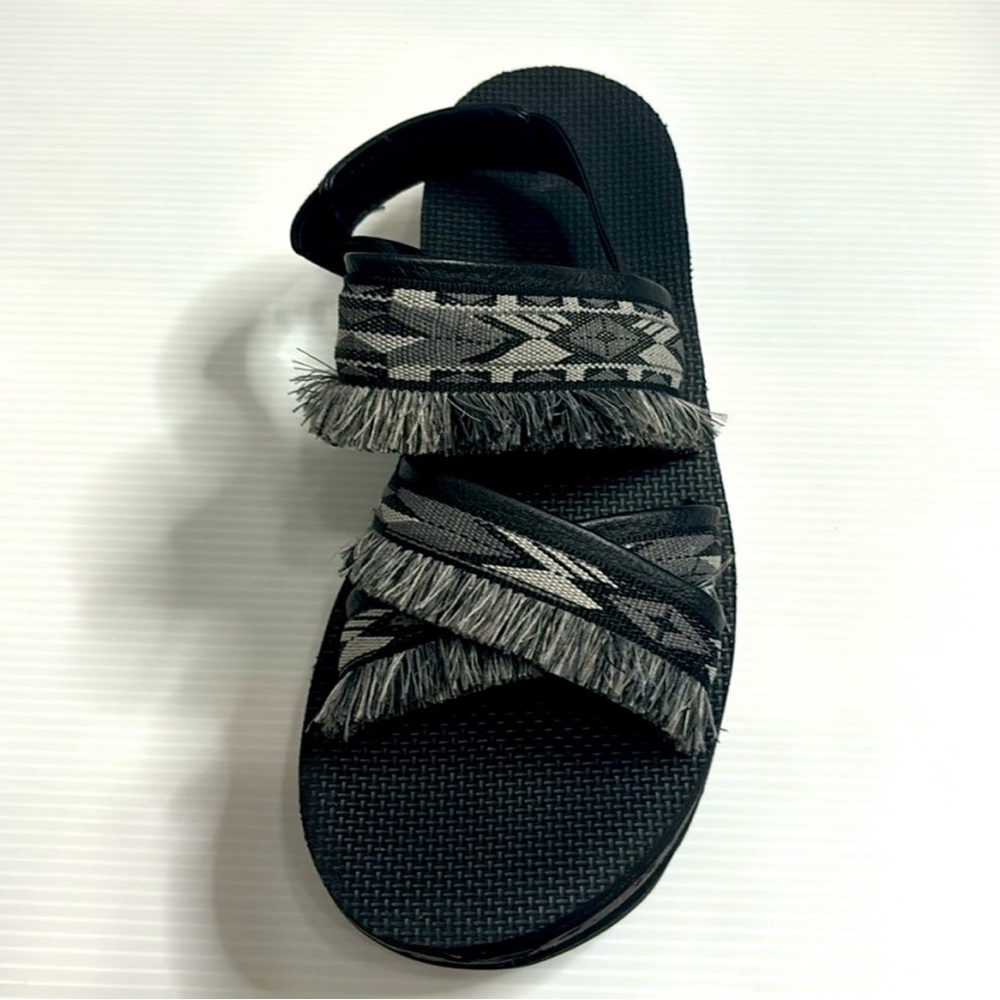 Free People x Teva Ceres Flatform Fringe Stappy Sandal Black boho size 9 - Picture 4 of 10